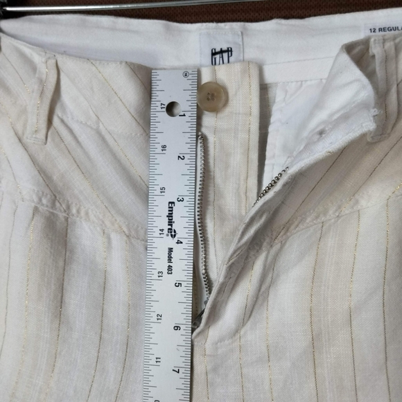 GAP White‎ Linen Pants Gold Stripe Girlfriend Chino Pants Size 12 Straight. - Picture 12 of 15